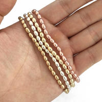 JHNBY Cuentas De Hierro Ovaladas 4x6mm Color Oro Natural Espaciadoras Para Joyería DIY Pulseras Sueltas 15'' Material Piedra - details 0