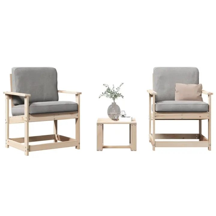 vidaXL Juego de muebles de jardín 3 piezas madera maciza de - 1