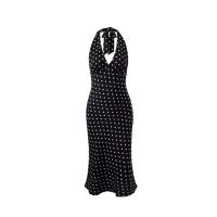 Nuevo Vestido De Verano 2024 Para Mujer Con Estampado Europeo Y Americano De Hombros Descubiertos Y Cuello Colgante Sin Mangas De Elegancia Temperamental - details 1