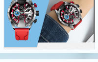 Reloj Boruse Para Hombre Rojo Impermeable Cronógrafo Reloj De Pulsera De Negocios Con Calendario Reloj Masculino Regalo Perfecto - details 10