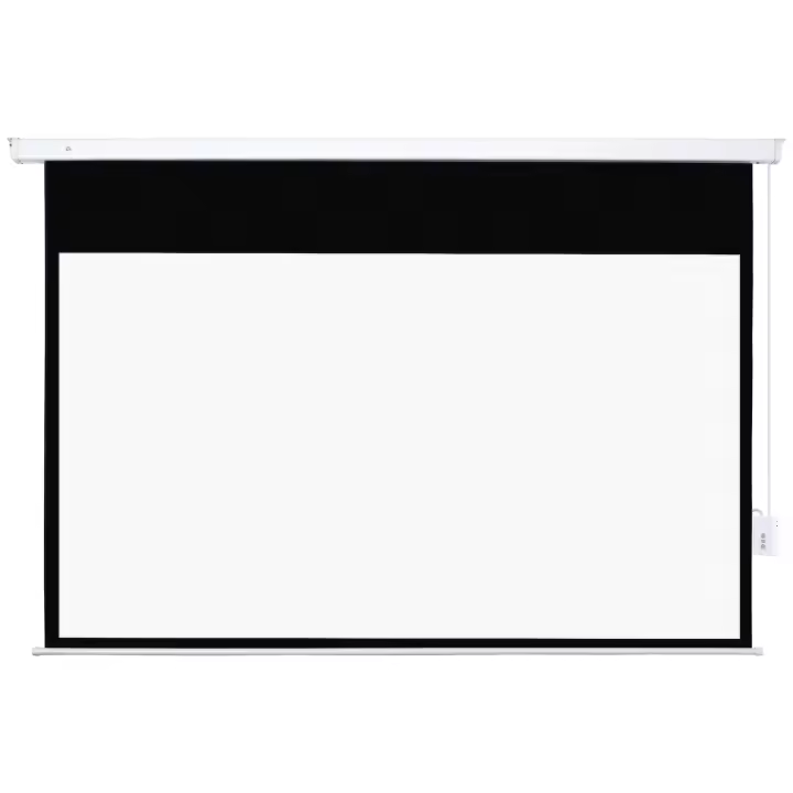 HOMCOM Pantalla de Proyector Eléctrica 100 Pulgadas HD Pantalla de Proyección Motorizada Formato 16:9 con Mando a Distancia para Cine en Casa Fiestas 253x7,5x168 cm Blanco - 1