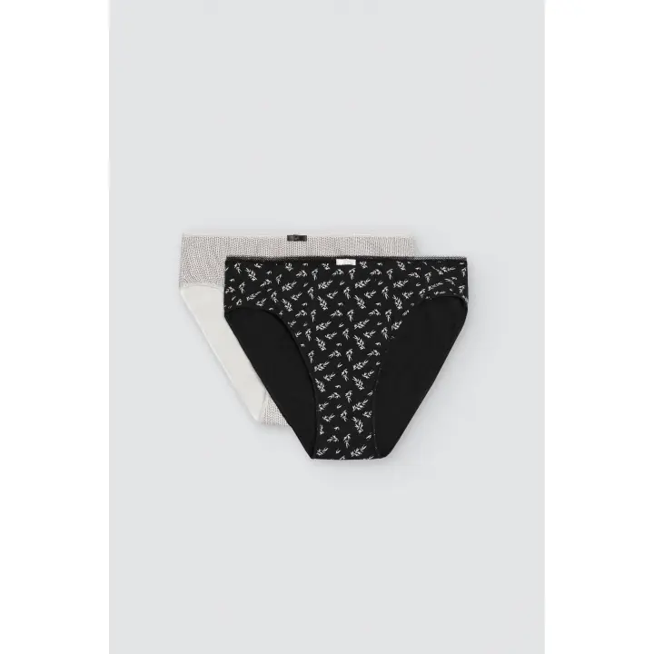 Ysabel Mora - Pack de 2 bragas midi estampadas blanco y negro - 1
