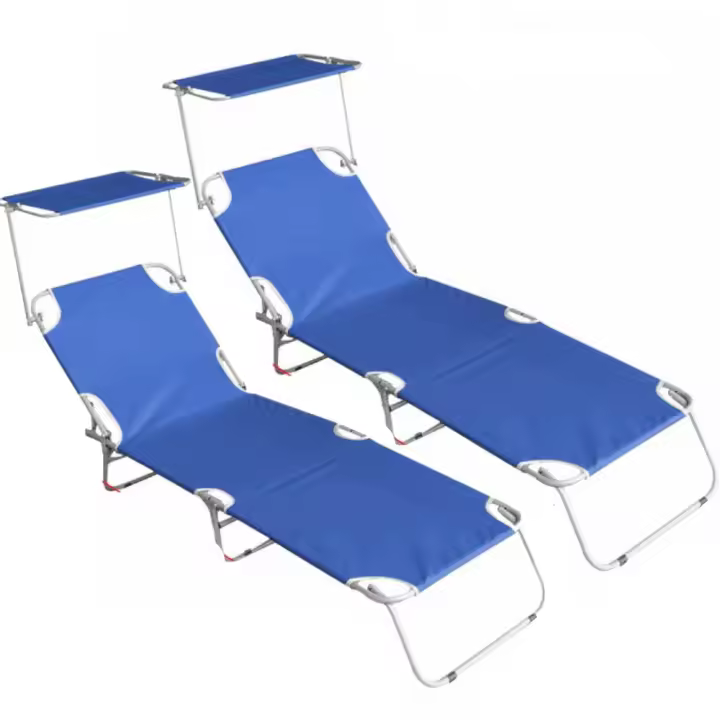 juego 2Tumbona plegable portátil de aluminio para playa y piscina California Tumbonas de Aluminio, Mueble de Jardín, Parasol, Respaldo Ajustable, Exterior Patio Terraza Playa 188*56cm - 1