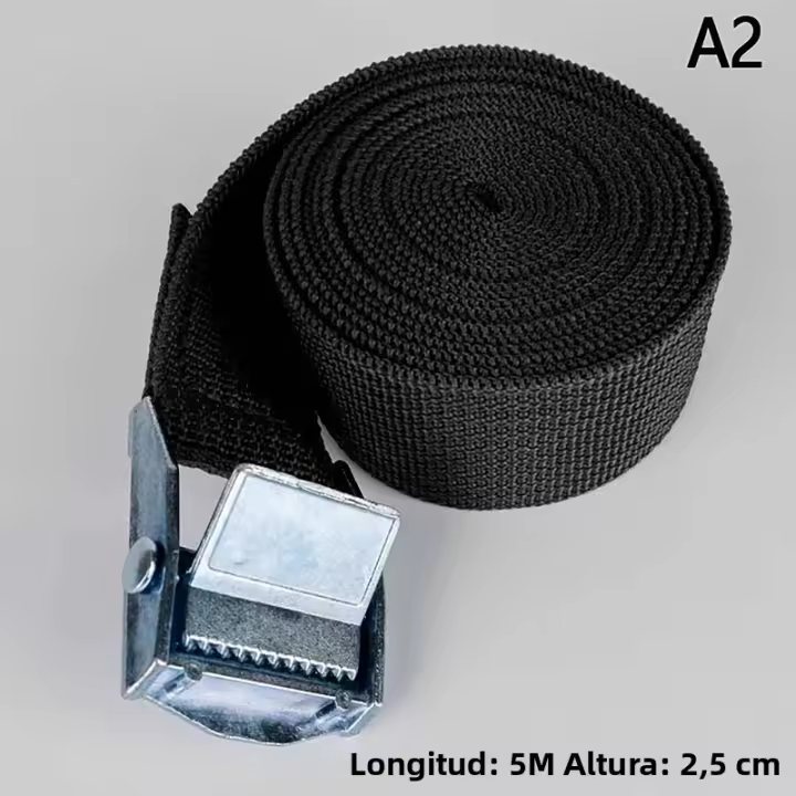 Cinta De Atado De Bricolaje 5M Con Hebilla Para Motocicleta Coche Bicicleta Cuerda De Remolque Fuerte Cinta De Fijación Ratchete Para Maleta - 1