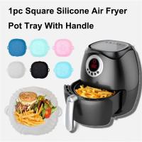 Placa De Hornear De Silicona Para Air Fryer Con Manija Reutilizable Cuadrada Herramienta De Cocina Resistente a Químicos - details 1