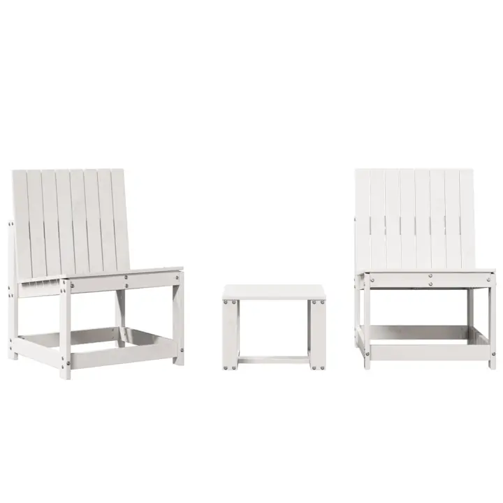 Juego de muebles de Jardín 3 pzas Madera maciza de Pino Blanco - 1