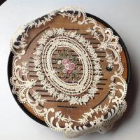 Mantelito De Lámina Ovalada Con Bordado De Encaje Europeo Para Dormitorio Estudio Cocina Tapete Para Taza Comida Fruta Decoración - details 0