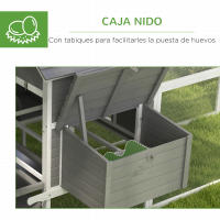 PawHut Gallinero Grande de Madera 310,5x149,5x149 cm Jaula para 4-6 Gallinas Gallinero con 2 Ventanas Puertas Nido Bandeja Extraíble y Rampa para Exterior Gris - details 5