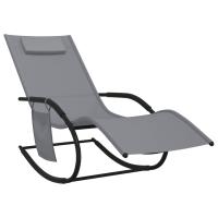 vidaXL Tumbona mecedora de acero y textileno Negro, Gris, Crema Sillas de Exterior Ideal para jardín, playa, piscina, terraza Tumbona Piscina Tumbonas Playa Tumbonas Jardín Exterior - details 3