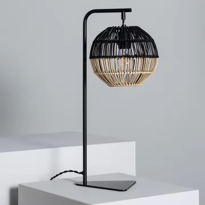 Ledkia Lámpara de Mesa de Ratán Kithnos Negro - 1