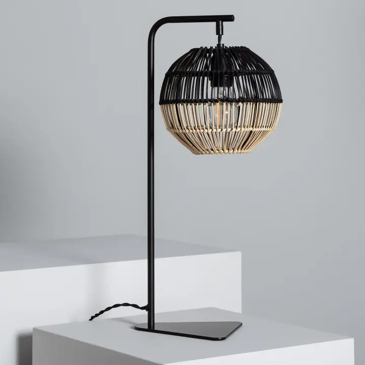 Ledkia Lámpara de Mesa de Ratán Kithnos Negro - 1