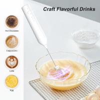 Potente Espumador eléctrico de Leche con varita y accesorios de Batidor de Leche de 3 velvidades, Espumador de leche manejado para Café, proteína en Polvo (Blanco sin soporte) - details 1