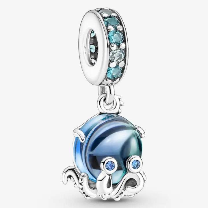 Pandora Charm de Colgante en Plata de Ley Lindo pulpo en cristal de Murano 791694C01，Incluye Caja Original - 1