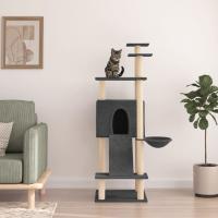 vidaXL Rascador para Gatos con Postes Árbol Torre de Escalada Sisal Color Crema,  Gris claro,  Gris oscuro y mas - details 2