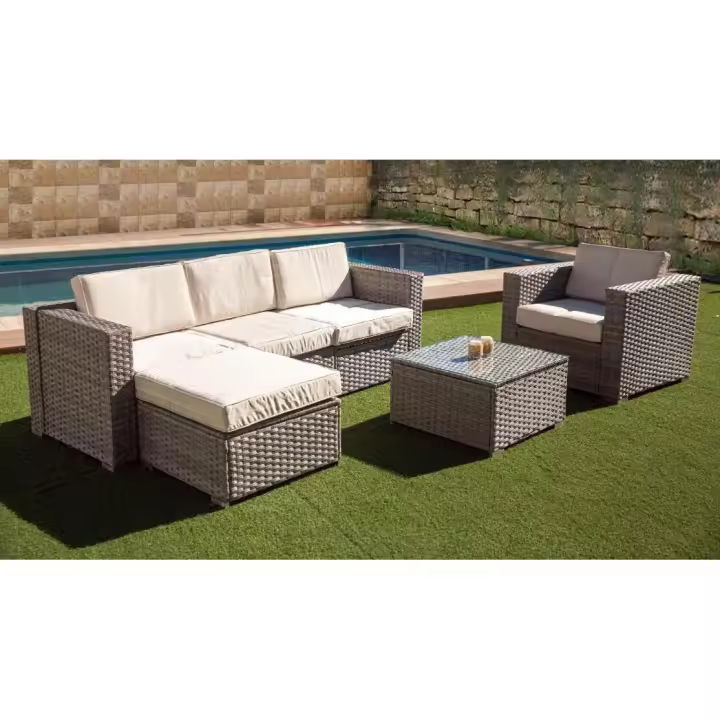Sofa Chaise Longue + Sillon + Mesa. Muebles de Jardin y Terraza de Ratan PE     Saldos y Stocks - 1