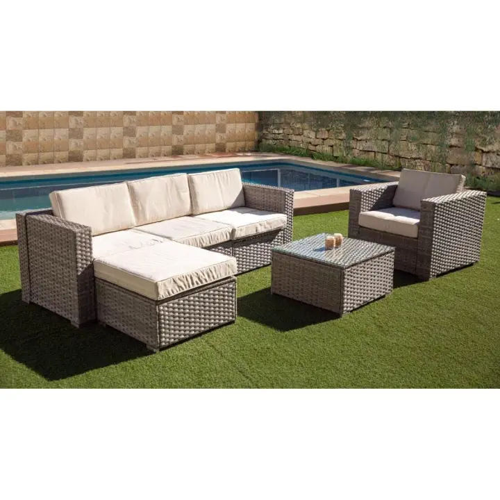 Sofa Chaise Longue + Sillon + Mesa. Muebles de Jardin y Terraza de Ratan PE     Saldos y Stocks - 1