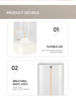 Lámpara De Ambiente LED Sin Cable Para Decoración De Habitaciones Iluminación De Escritorio Recargable Por USB Luz Nocturna Magnética Suave Para Dormitorio - details 11