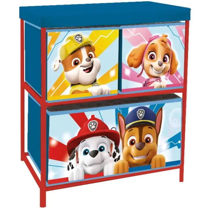 Arditex Estantería Infantil Almacenaje 3 Cajones La Patrulla Canina 53x30x60cm Organizador Original - 1