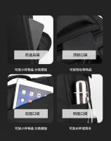 Mochila para exteriores tipo caja abierta, sencilla, transpirable, con doble hombro, gran capacidad, para hombre, con compartimento para zapatos independiente por USB. - details 7