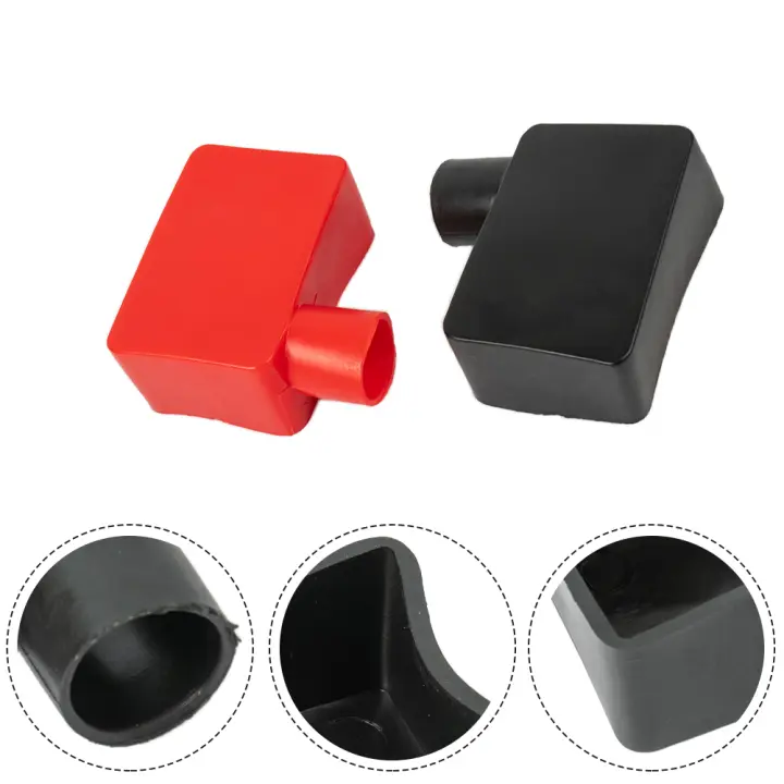 2pcs Protector De Conectores De Terminal De Batería De Coche Negros Y Rojos Capa De Goma Para Protector De Busbar - 1