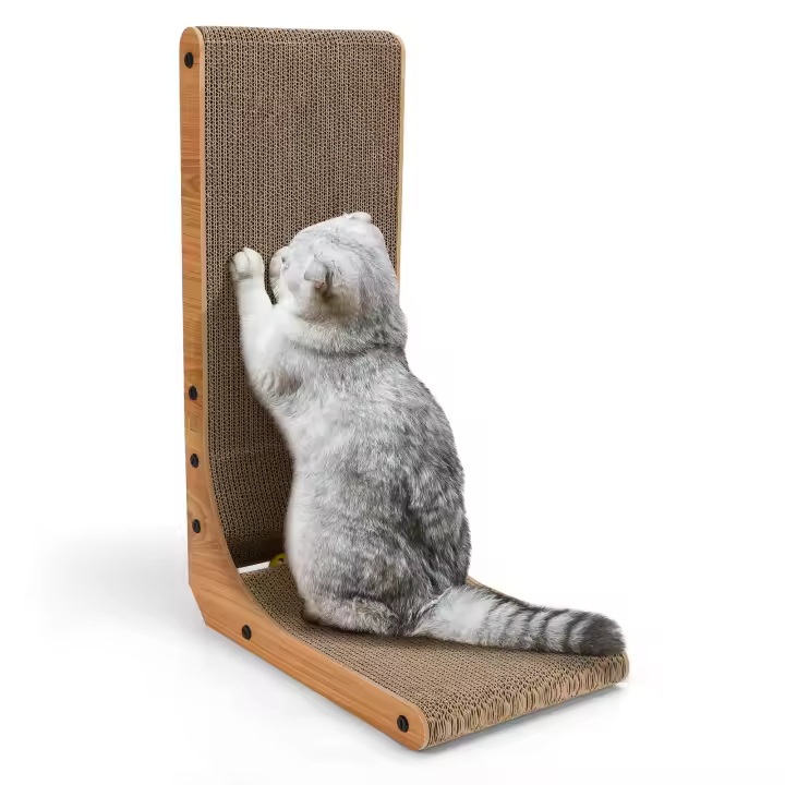 Nobleza - Rascador para Gatos en Forma de L, Rascador Gato de 60 cm,  Rascador de Cartón para Proteger Muebles, Rascador de Pared para Gatos - 1
