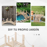 Outsunny Puente de Jardín de Madera con Pasamanos de Cadenas Metálicas Puente Decorativo para Estanque Carga 5 kg para Decoración Patio 100x32x48 cm Madera Natural - details 5