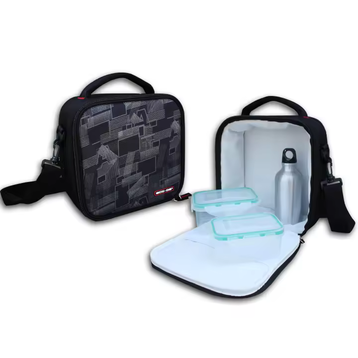 ECODE Bolsa térmica isotérmica porta alimentos modelo Deluxe con 2 Recipientes herméticos (350 y 600 ml) y termo aluminio (300ml) Eco-De - 1