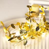 Luces De Hojas Doradas LED Para Decoración De Navidad Y Bodas En Sala De Estar Y Dormitorio Con Pilas Incluidas - details 1