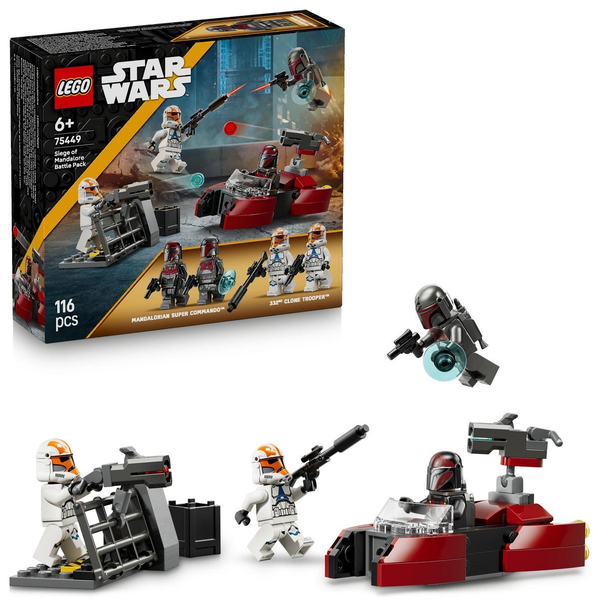 [PREVENTA] LEGO® 75449 Star Wars: Asedio de Mandalore - Figuras de Acción inc. 2 Minifiguras de Mandalorianos y 2 Soldados Clon, Moto Speeder de Juguete y Blásters para Niños de 6+ Años