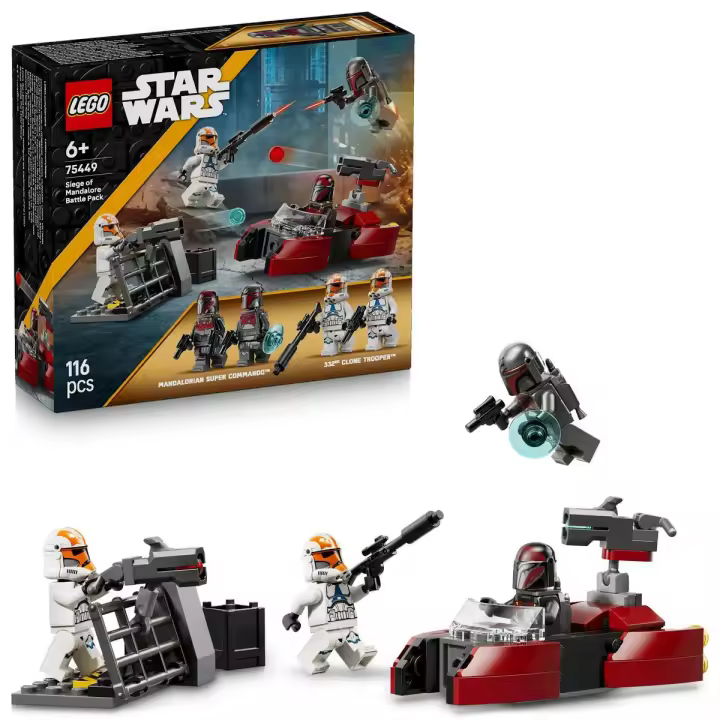 [PREVENTA] LEGO® 75449 Star Wars: Asedio de Mandalore - Figuras de Acción inc. 2 Minifiguras de Mandalorianos y 2 Soldados Clon, Moto Speeder de Juguete y Blásters para Niños de 6+ Años - 1