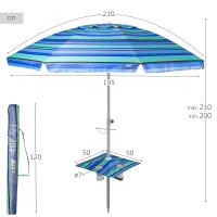 AKTIVE, Sombrilla playa antiviento, Marinera, 210 cm, Protección UV50, Mástil acero, Inclinable y regulable en altura, Tejido poliéster Oxford, Sombrilla para la playa, Sombrillas grandes, Sombrilla playa grande - details 3