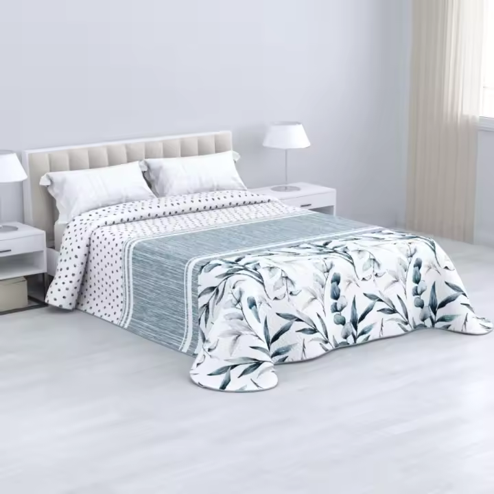 KYTZIAS - Colcha Bouti Verano Estampada para camas de 90, 105, 135 y 150 cm. Colcha de Verano Poliéster. Bouti Reversible liso o estampado. Colcha fina y ligera. No incluye fundas de cojín. - 1