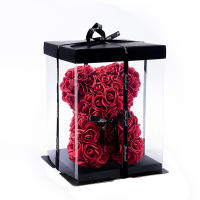 Oso De Rosas Artificiales Con Caja Regalo Romántico Creativo Para San Valentín Aniversario Boda Cumpleaños Decoración De Hogar - details 4