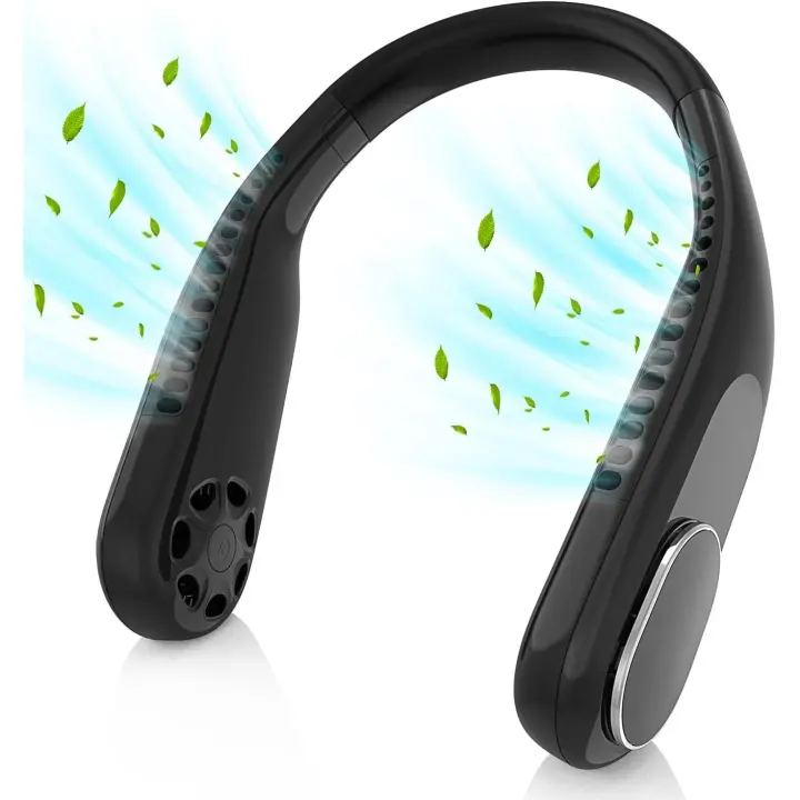 Ventilador de cuello portátil, 4000 mAh, recargable, sin hojas, 3 velocidades, refrigeración de 360°, portátil, flexible, mini ventilador personal para hombres, mujeres, niños, hogar, oficina - 1