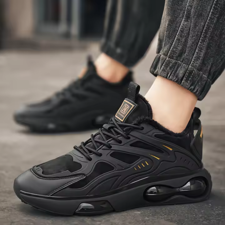 Zapatos De Correr Para Hombre 2024 Calidad Superior Transpirables Moda Invierno Con Lining De Peluche Cálido Comodidad Clásicos Casuales Con Punta Redonda Material Superior Artificial - 1
