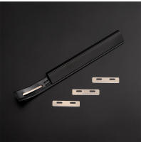 Kit De Herramientas De Corte Para Cuero Metálico Y Cuero Con 3 Hojas De Repuesto 4 Piezas Herramienta De Beveler De Seguridad Para DIY Negro/Cobre - details 10