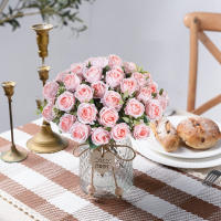 Ramo De Flores Artificiales Rosas Blancas De Seda Para Decoración De Fiesta Navidad Boda Jardín Exterior Sala De Estar Vaso Regalo Familiar - details 11