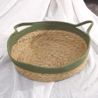 Nueva Cama Para Gato Redonda Tejida a Mano Con Vínculo Verano Cesta Fría Para Gato Ropa De Algodón Cesta De Perca Para Mascotas Suministros - details 2