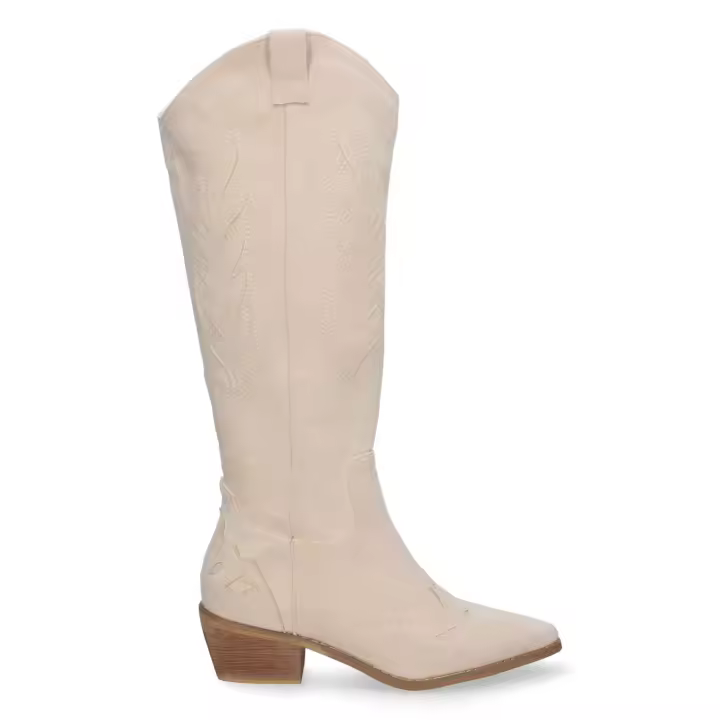 PuntoSalao Botas camperas altas tacón bajo mujer color beige para mujer - 1