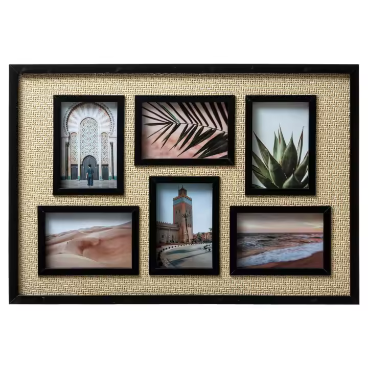 Atmosphera Cuadro Decorativo Marcos Negro y Mimbre Plástico 58.2x2.5x40cm - 1