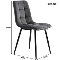 ✨Juego de Comedo 5 Piezas Moderno (1 Mesa Redonda + 4 Sillas) - Mesa de 80cm Ø with Patitas Metálicas Doradas y Surface de Mármol Blanco, Sillas de Terciopelo Gris - details 6
