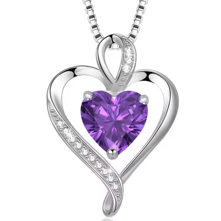 Mujeres de Plata esterlina Corazón Colgante escote, circón cúbico, para la Novia, madre, cumpleaños, Navidad, día la madre, regalo de Día San Valentín - 1