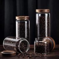 Frascos de vidrio para almacenamiento de alimentos con sello hermético, tapas de madera, frascos de especias con tapa, Organización para contenedores de frascos, azúcar, sal, café - details 1