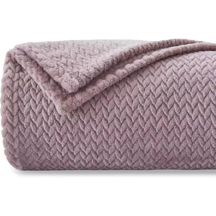 Super Soft Throw Blanket Premium Siy Flannel Fleece Leaves Pattern Lightweight Blanket All Season Use (888-Deep Purple Rainbow, Throw(50"x60")) - 1