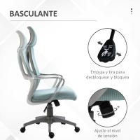 Vinsetto Silla de Oficina Ergonómica Silla de Escritorio Ajustable en Altura con Respaldo Reposabrazos Reposacabezas 5 Ruedas Soporta hasta 120 kg 64x55x116-126 cm - details 4