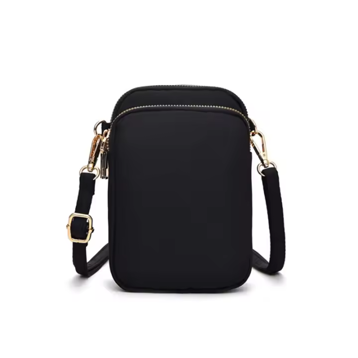 Bolso Mini Mujer Cruzado Con Cremallera Bolso De Hombro Multifuncional Vertical Monedero Para Móvil Negro Bolso De Caminar - 1
