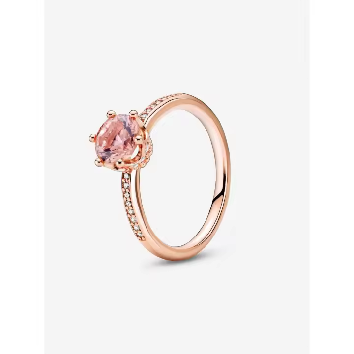 Pandora-Anillo with Bright Pink Crown-Baño de Gold Rose de 14 K - 1