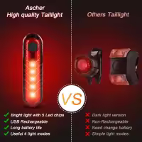 Juego de luces para Bicicleta recargables por USB ultrabrillantes, powerful Luz trasera y trasera para Bicicleta, 4 Modos de Luz - details 2