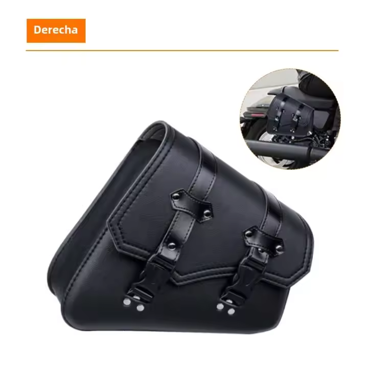 Bolsas De Sillín Universal Para Motocicleta De Cuero PU Con Portabotellas Impermeables Para Cafe Racer Equipaje De Cruzer Custom - 1