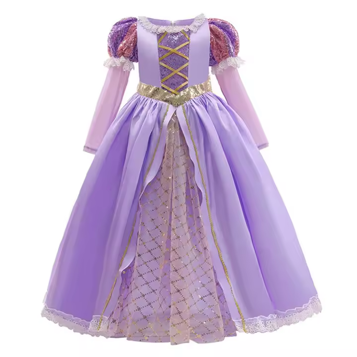 Rapunzel Cosplay princesa púrpura largo niña enredado vestido de fiesta de Halloween niños cumpleaños Navidad 2-10Y - 1